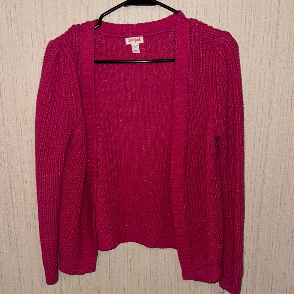Cat & Jack girls pink with glitterer cardigan sweater